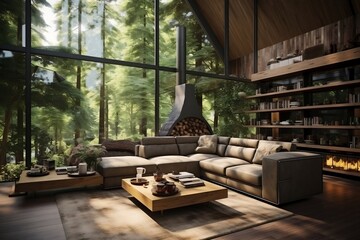 Modern living room interior design, Generative Ai