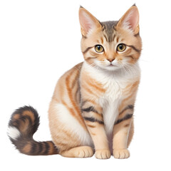 Obraz premium Cute cat sitting cutout. Front view. Tabby.Generative ai art.
