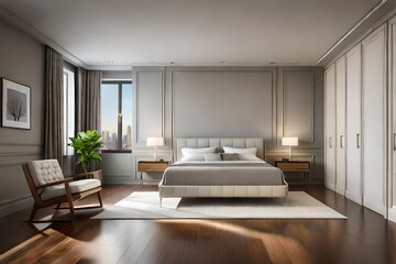 Fototapeta na wymiar modern grey bedroom