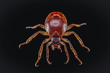 Naklejka premium Tick isolate on black background, Ixodes lyme ricinus mite