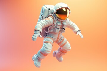 Astronaut Flying in the Air White Background, Science Fiction, Exploring other Planets Concept. Generative Ai