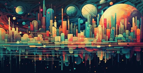 wallpaper desktop with bright and colorful objects