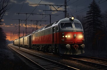 Obraz premium cargo trains traveling down railroad track