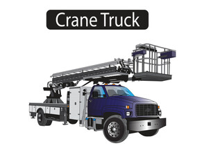 Truck with Crane Vector Illustration 