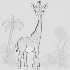 Cute giraffe minimalist line art