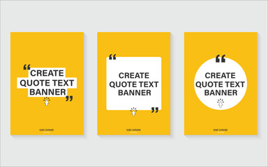 Quote design template. Empty textbox frame with copyspace Borders with separate quotation marks on background. social media posts and banner website. Empty Quote Frames on yellow background.