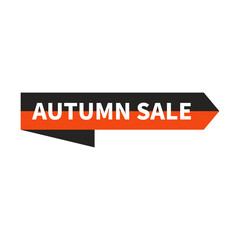 Autumn Sale In Black Orange Right Ribbon Rectangle Shape For Business Advertising
