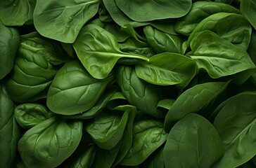 Spinach background full image. Top view