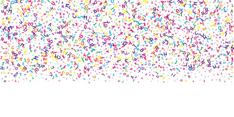 Flying latin letters. Colorful childish scattered