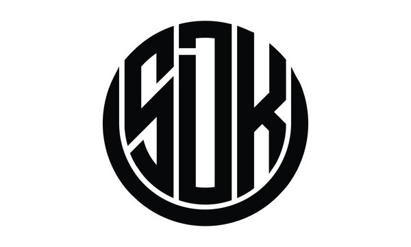 SDK shield in circle logo design vector template. lettermrk, wordmark, monogram symbol on white background.