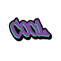 Cool is a graffiti vector style text drawn in handwriting design font simple art illustration