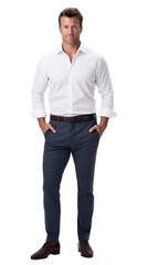 Fototapeta premium Casual captivating closeup shot of an Financial Planner with an isolated transparent background.