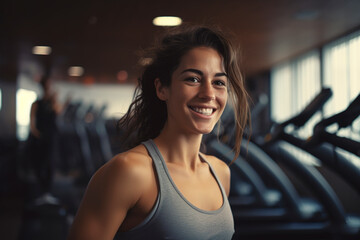 Portrait of beautiful fitness woman smiling and looking at camera