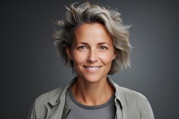 Fototapeta premium studio portrait of a beautiful woman in her fifties