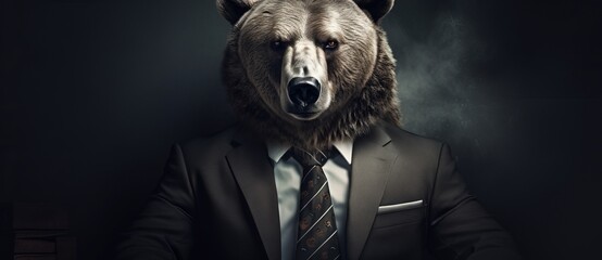 face of a bear in suit and tie