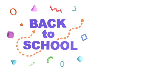 Back to School. Studing and education concept. Banner with place for text. 3d rendering