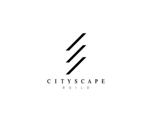 Cityscape logo design template for business identity. Modern city landscape vector symbol.