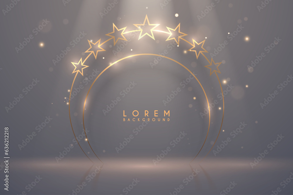 Canvas Prints golden circle frame with stars and light effect