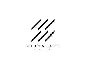 Cityscape logo design template for business identity. Modern city landscape vector symbol.