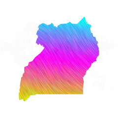 Uganda map in colorful halftone gradients. Future geometric patterns of lines abstract on white background. Vector illustration EPS10