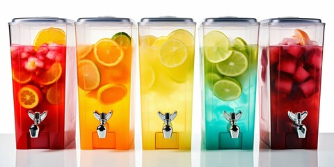 Summer Slush Machine with Multi-colored Chilled Drinks. Generative ai - obrazy, fototapety, plakaty
