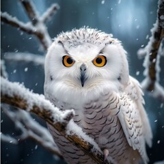 Snowy owl in winter