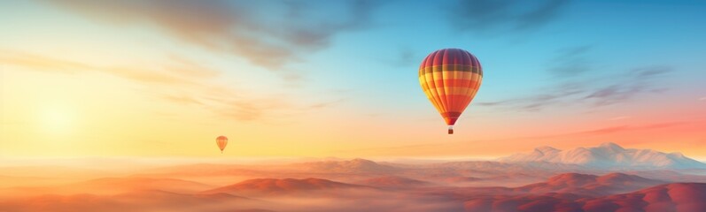 Naklejka premium Beautiful landscapes with aerostat