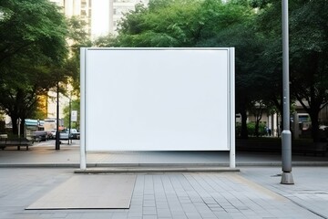 Empty Blank Signboard in Public Space for Advertisement. Generative ai