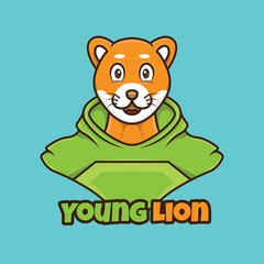 streetwear young lion icon logo mascot