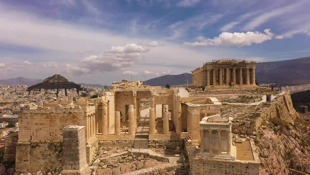 Drone footage of Athens city and Acropolis