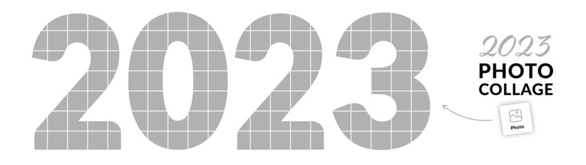 2023 year collage. Memories of 2023, special event collage concept. Vector