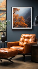 Stylish living space with leather arm chair.