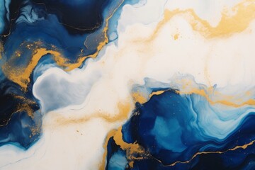 Fluid: A Captivating Blend of Blue, Gold, and White, Generative AI