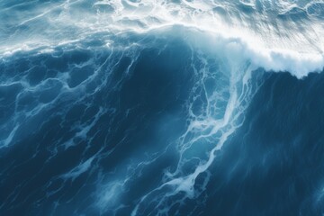 Powerful Black Wave Crashing into Majestic Blue Ocean, Dramatic Nature Background with Copy Space, Generative AI