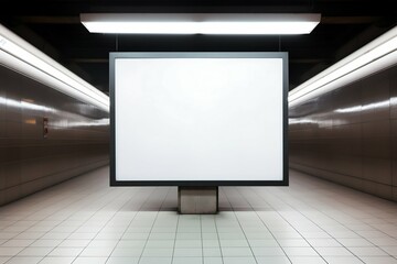 Fototapeta premium Empty Blank Signboard in Public Space for Advertisement. Generative ai