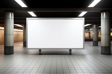 Empty Blank Signboard in Public Space for Advertisement. Generative ai