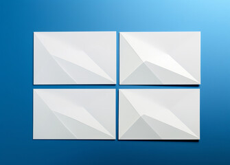 Fototapeta premium white sheet of paper on an blue wall