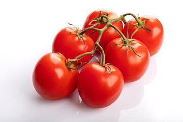 High angle view of tomatoes on white background