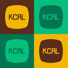 Pop art Kcal icon isolated on isolated on color background. Health food. Vector