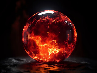 glass orb with fire inside