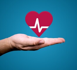 Clinical Affection: Heartbeat Icon with Medical Hand