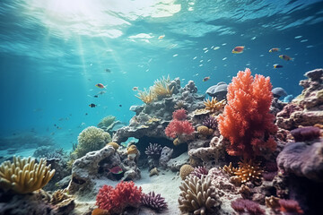Naklejka na ściany i meble An aquatic landscape of a coral reef