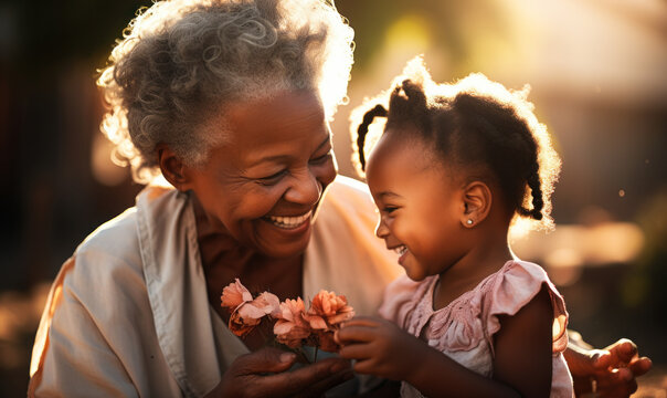 Grandmother and Grandchild Bond Through Play: A grandmother and grandchild play together, strengthening their bond and creating lasting memories.