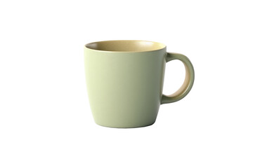 Green ceramic cup isolated on transparent background. Generative Ai