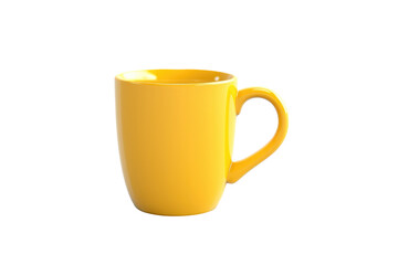 Yellow ceramic cup isolated on transparent background. Generative Ai