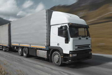 freight truck on the mountain pass road