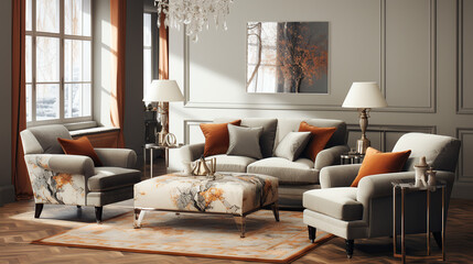 Modern Interior Design, 3D Render, 3D Illustration