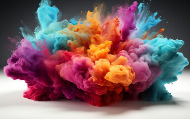 Obraz premium Close up Colorful powder of holi paint. Generative AI image
