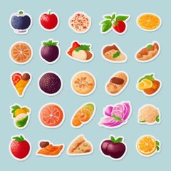 Every food icon degetal stickers