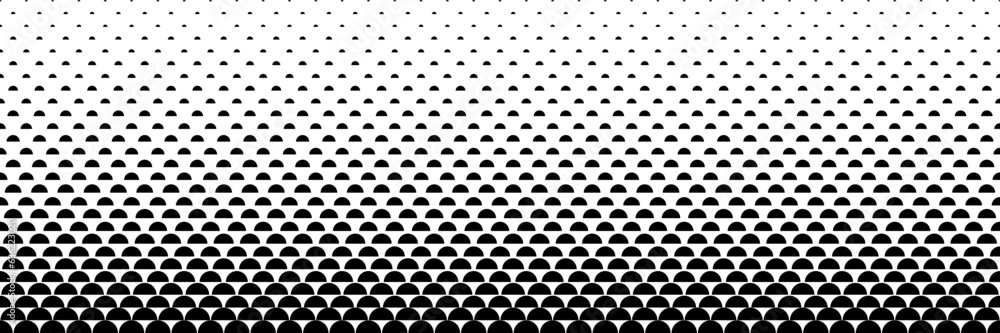 Poster horizontal black halftone of semicircle design for pattern and background.